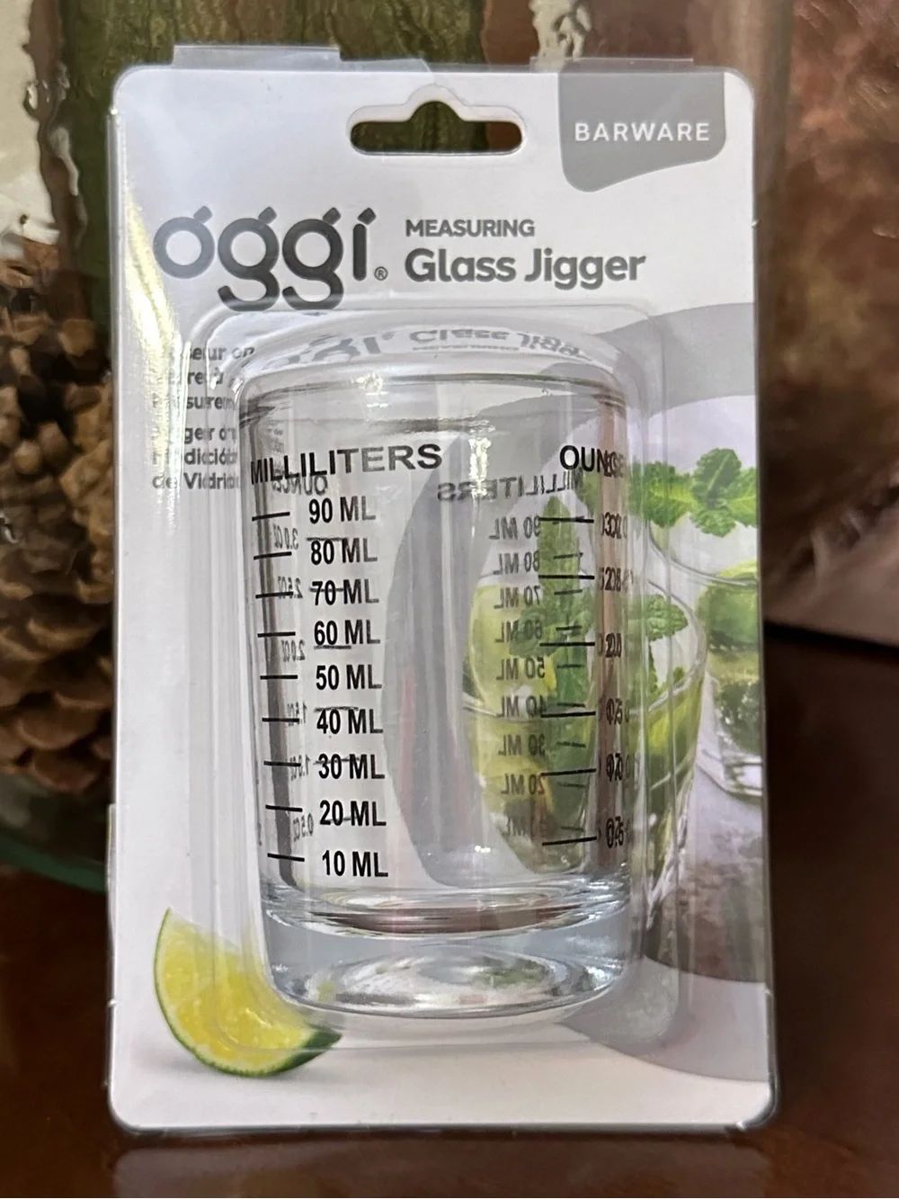 Oggi 4 oz Glass Measuring Jigger Barware NEW